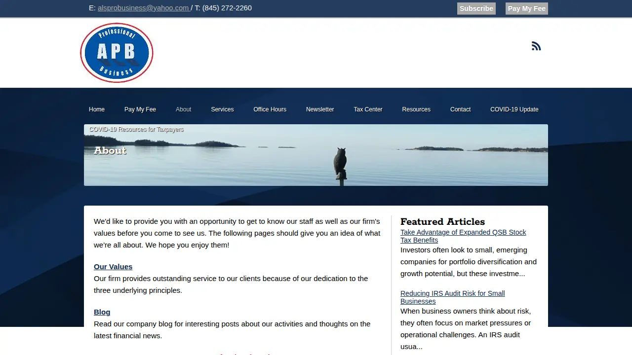 APB Professional Business page