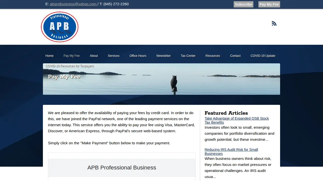 APB Professional Business page