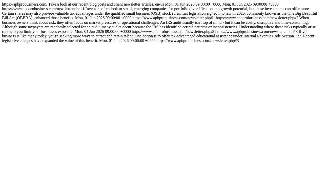 APB Professional Business page