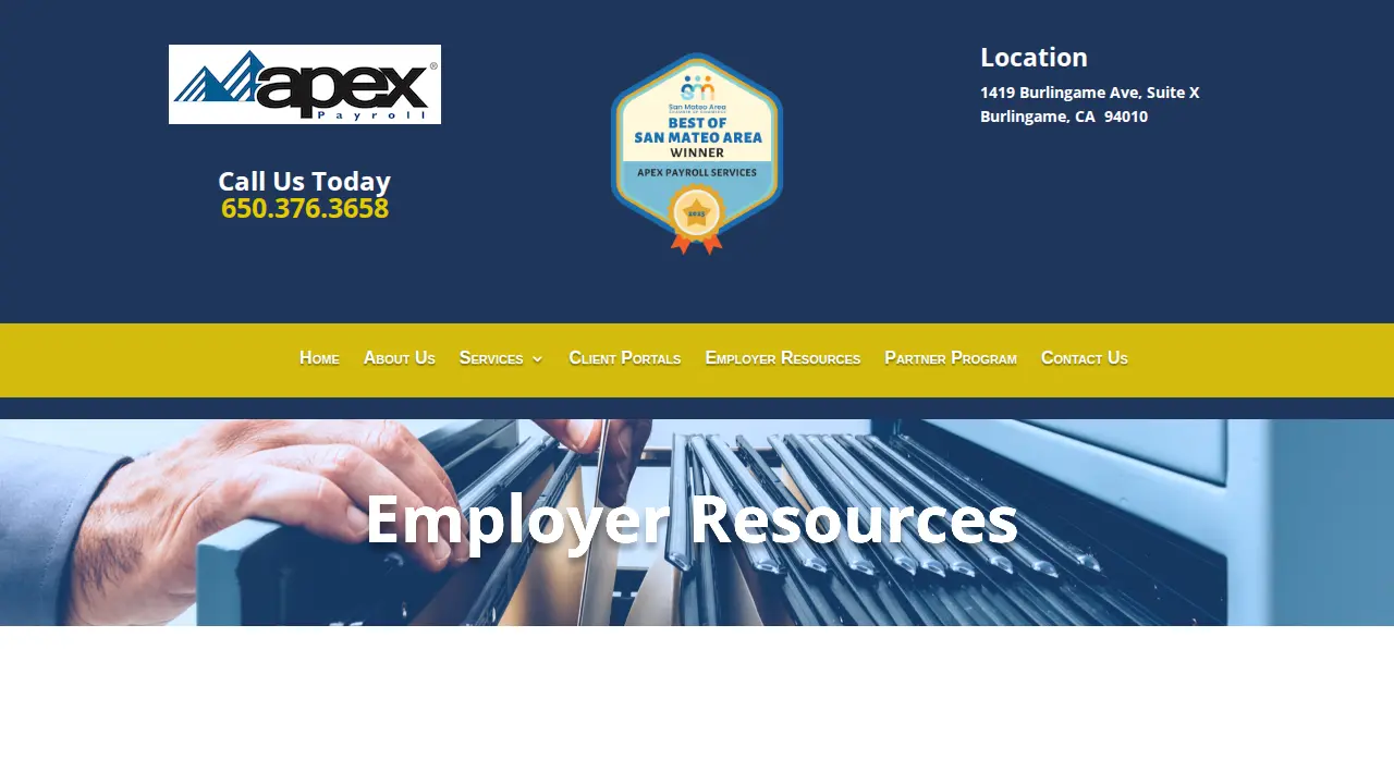 Apex Payroll - Burlingame page
