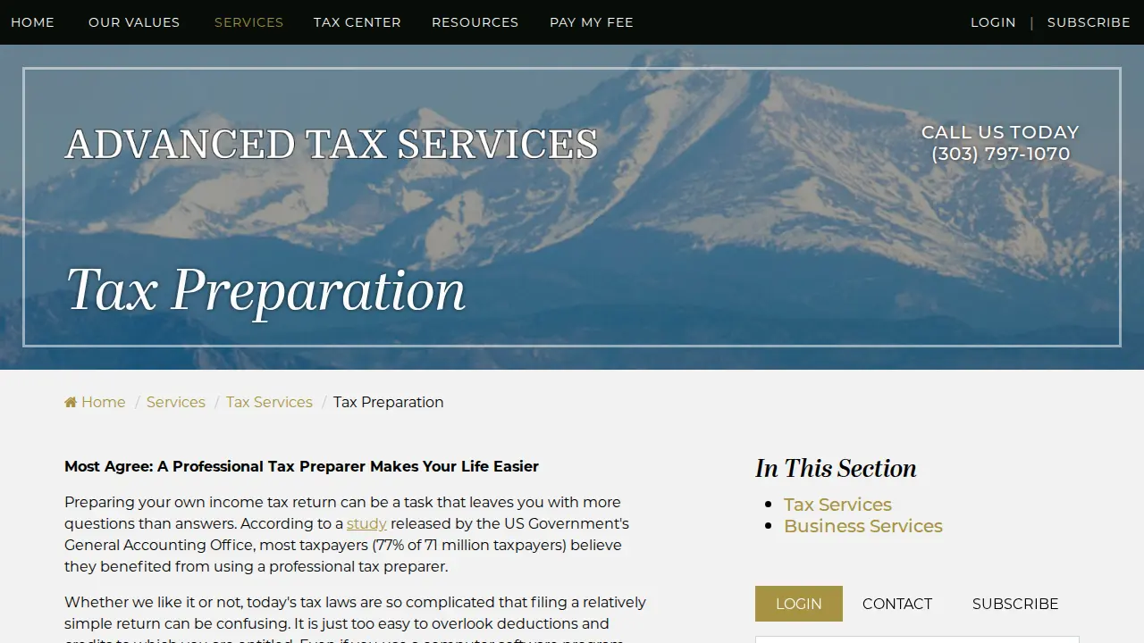 Apex Accounting and Tax Inc. page
