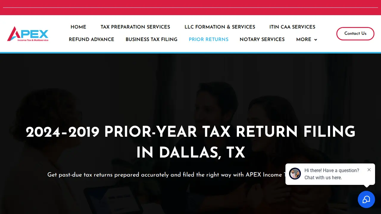 Tax Preparation Services in Dallas | Apex Income Tax & Multiservice LLC. page