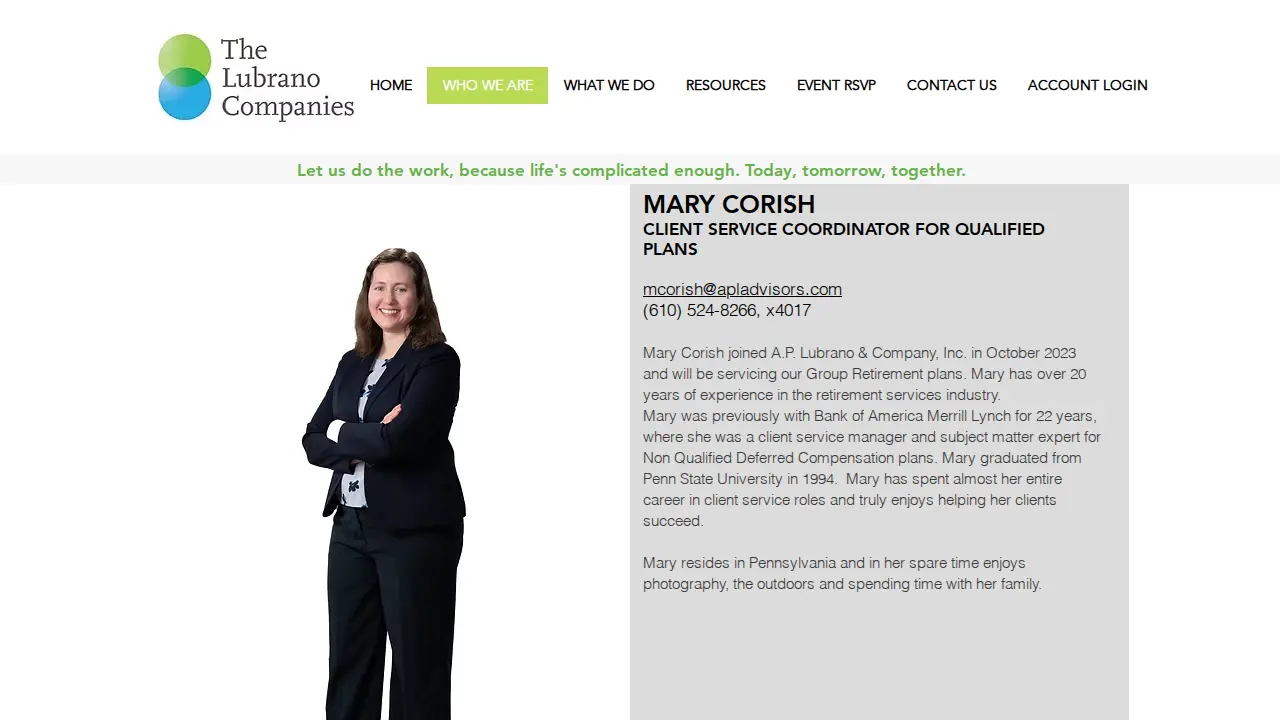 A.P. Lubrano & Company, Inc. page