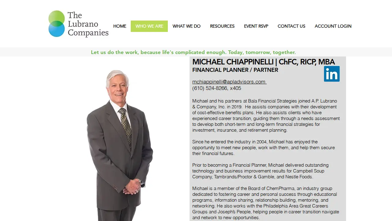 A.P. Lubrano & Company, Inc. page