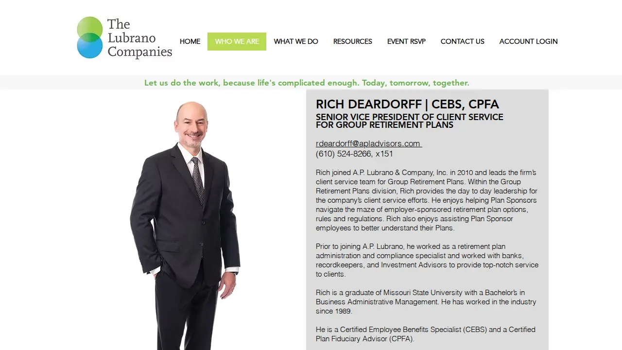 A.P. Lubrano & Company, Inc. page