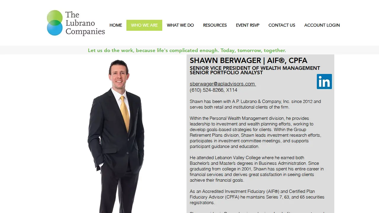 A.P. Lubrano & Company, Inc. page