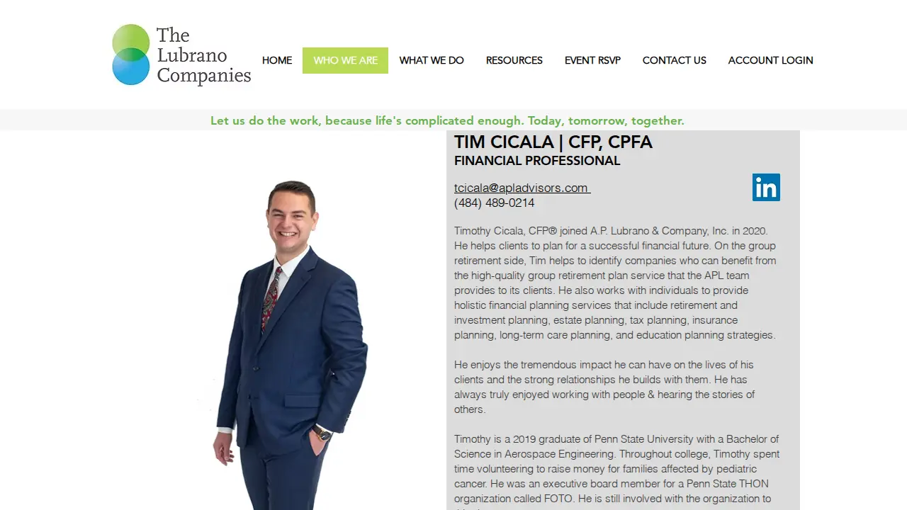 A.P. Lubrano & Company, Inc. page
