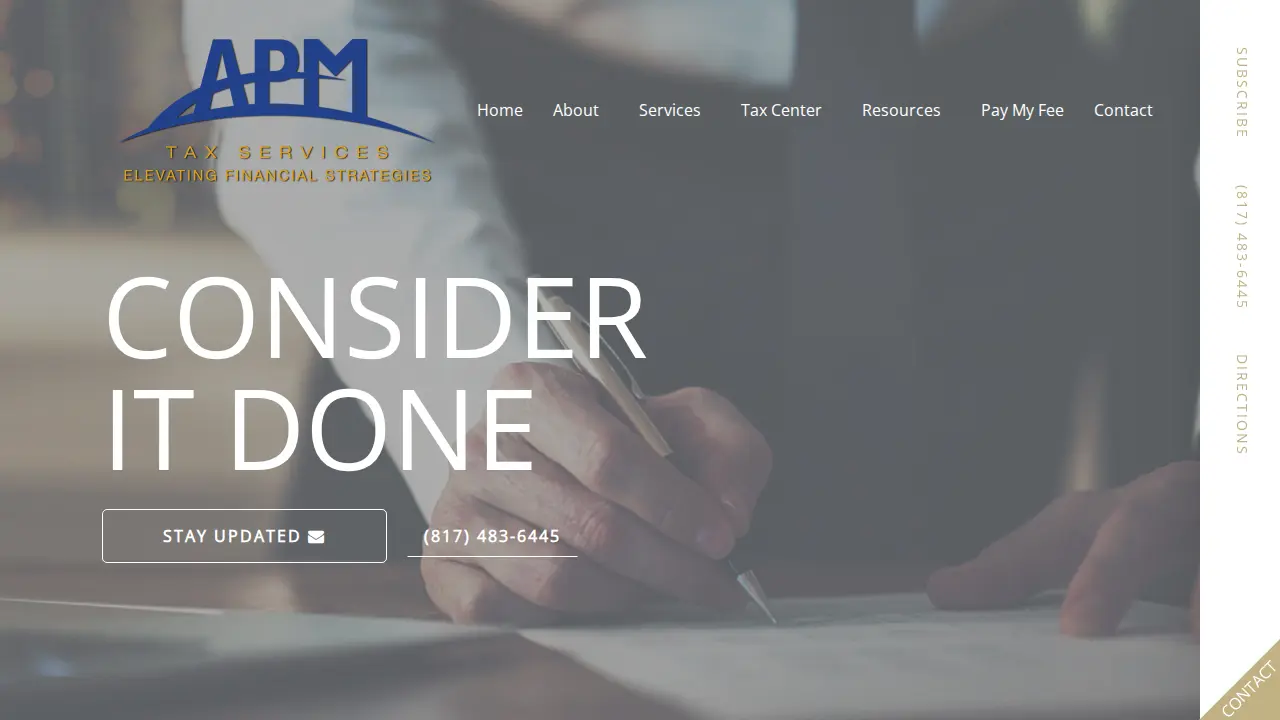 APM Tax Services page