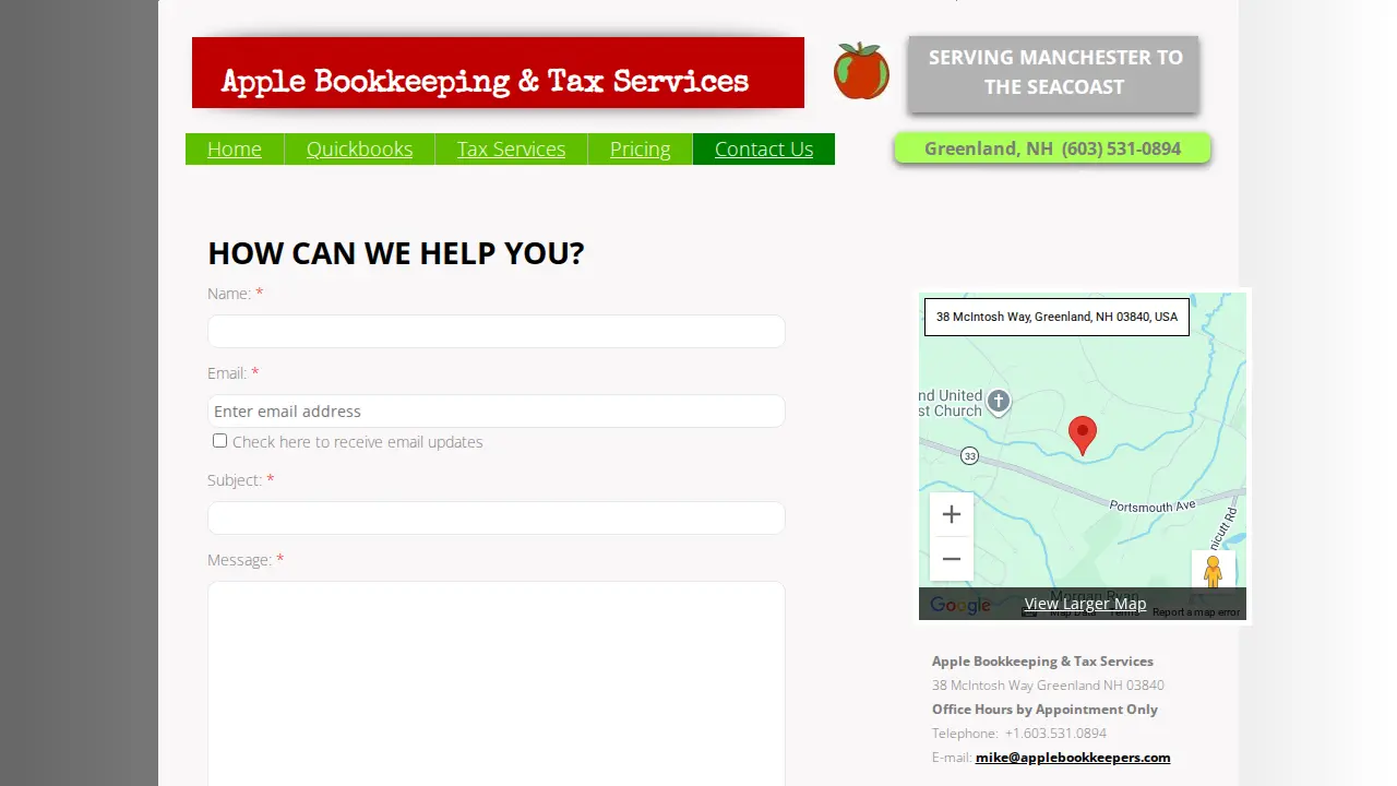Apple Bookkeeping & Tax Services page
