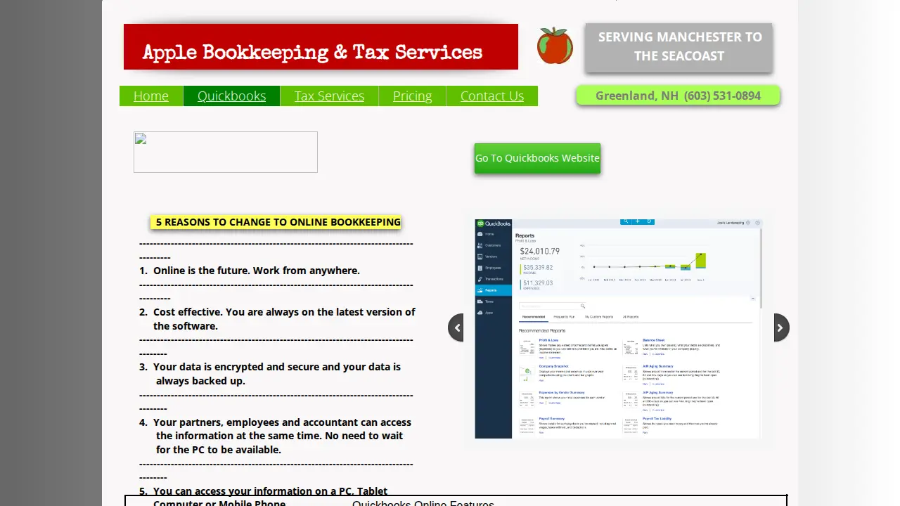 Apple Bookkeeping & Tax Services page