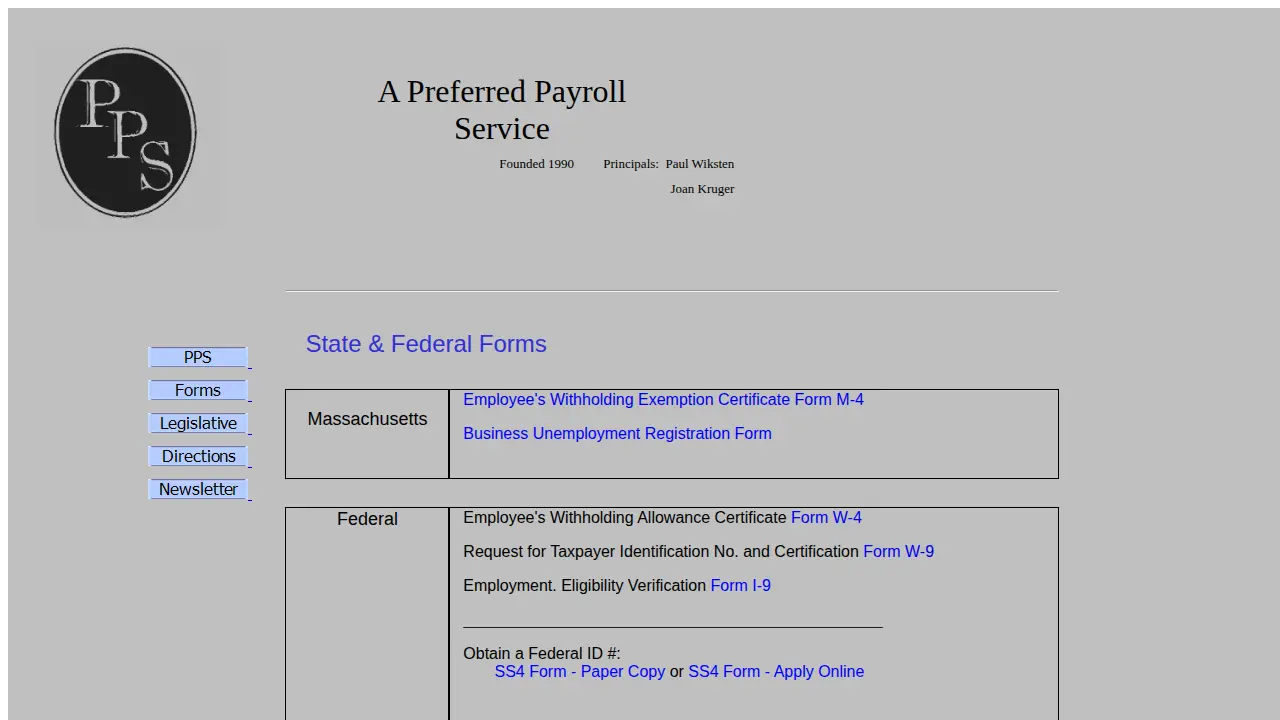 A Preferred Payroll Services page