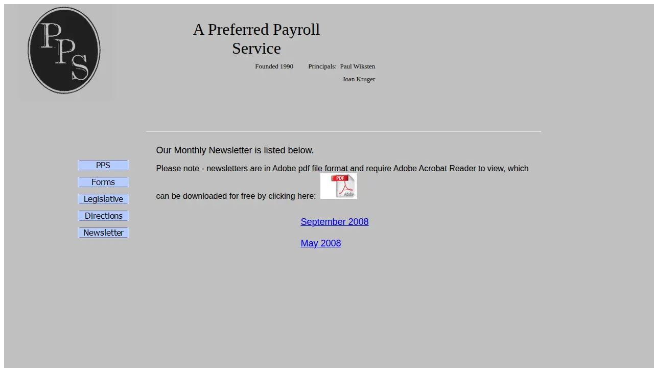 A Preferred Payroll Services page