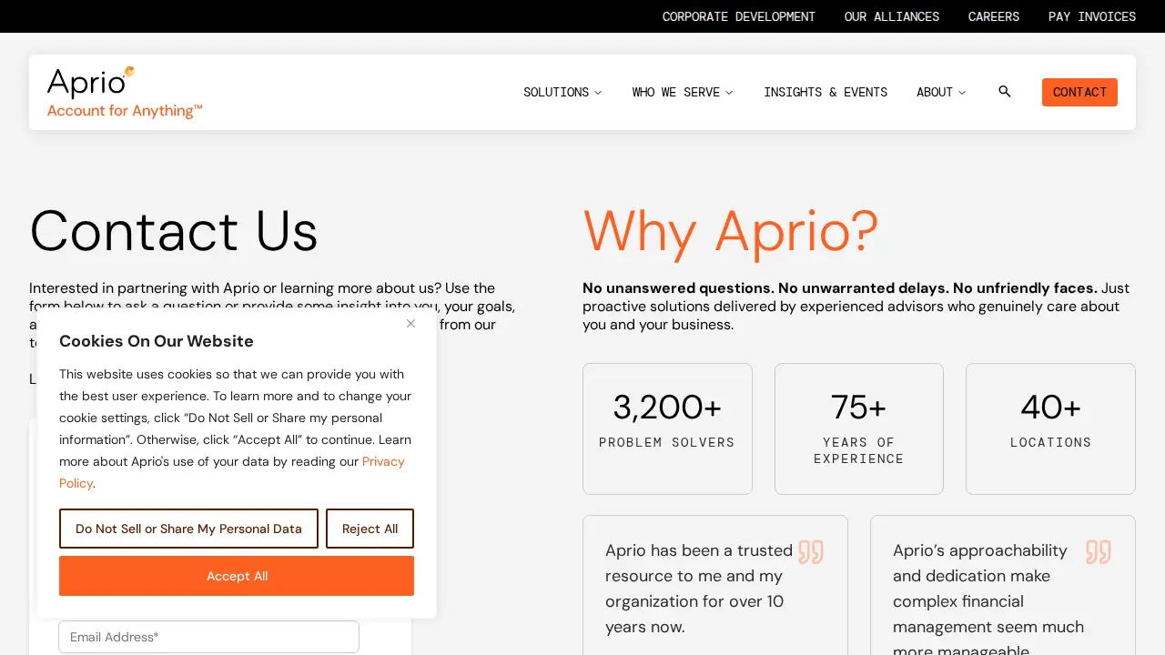 Aprio page