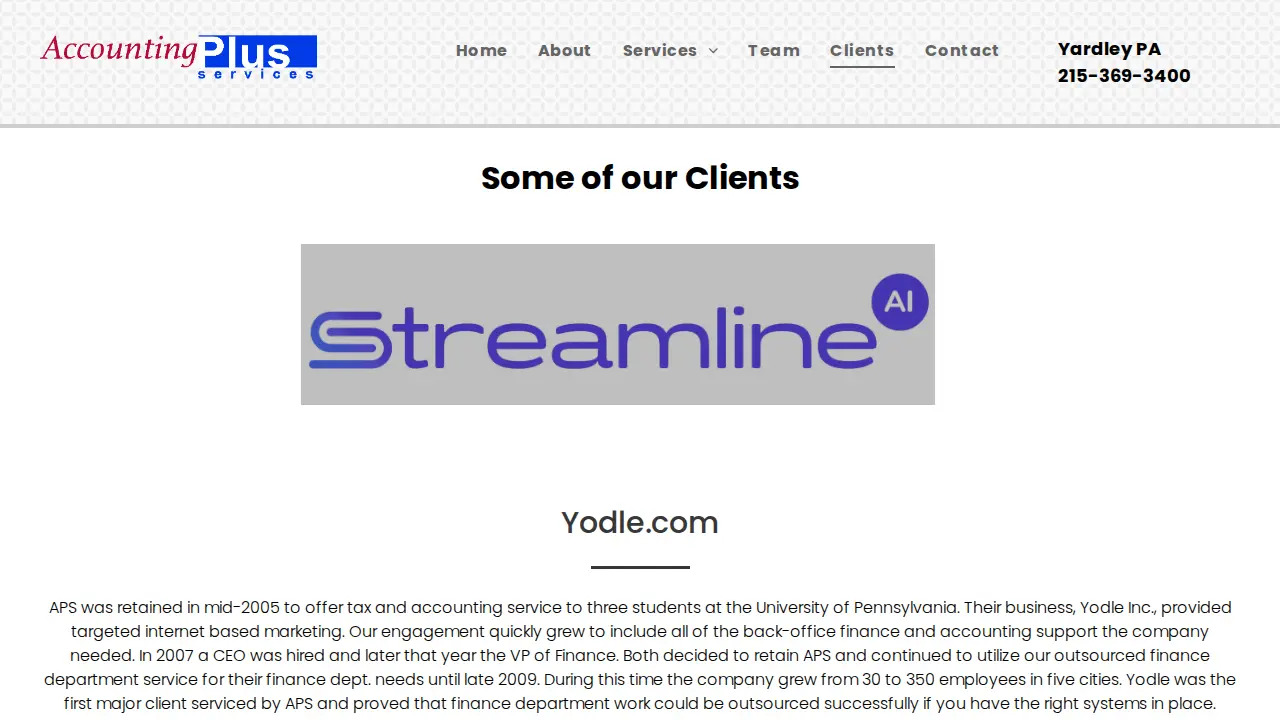 Accounting Plus Services page
