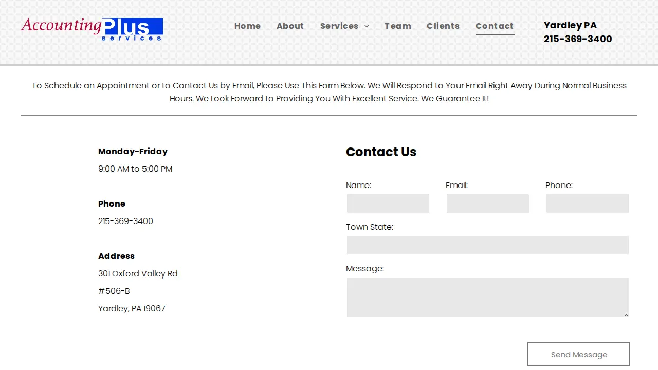 Accounting Plus Services page