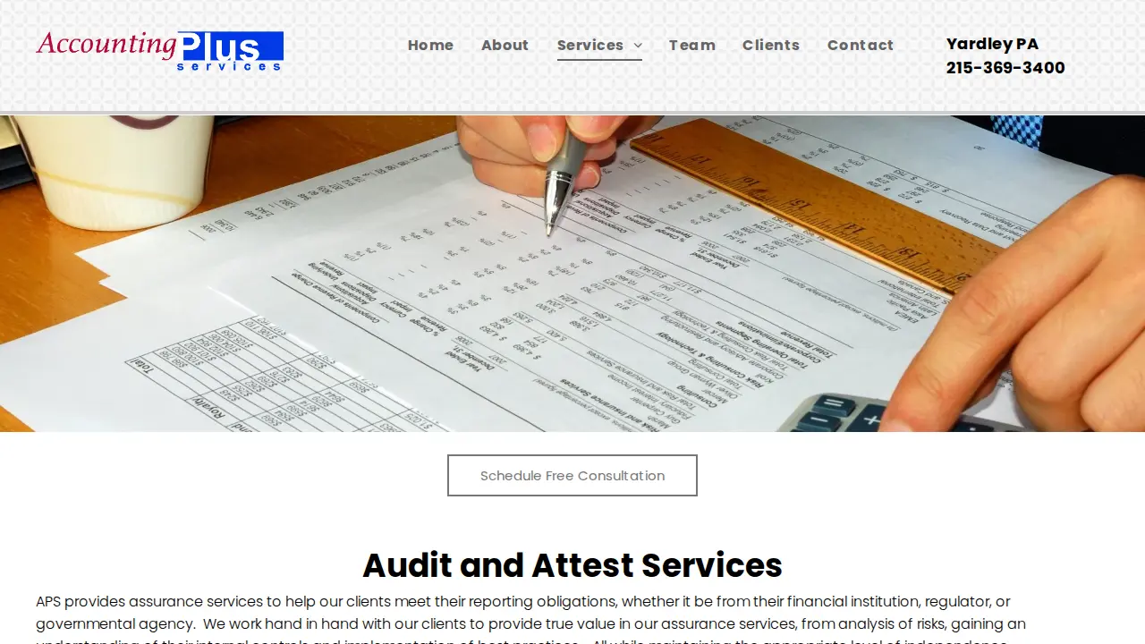 Accounting Plus Services page