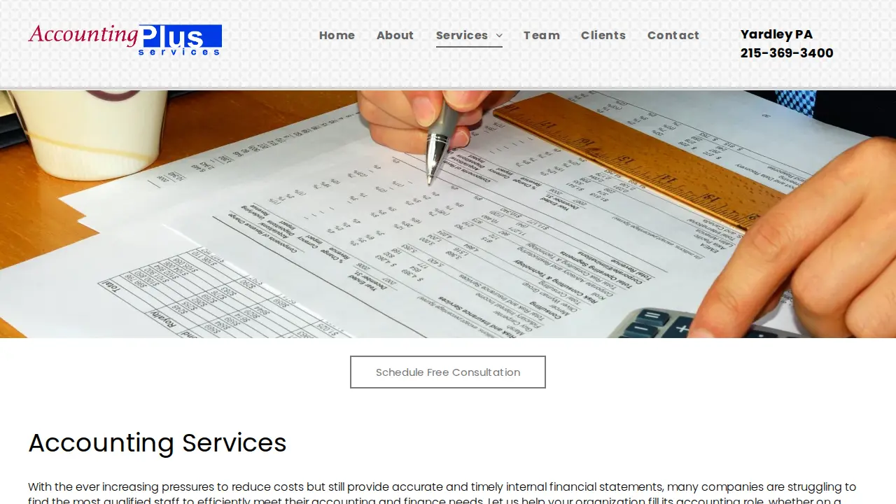 Accounting Plus Services page