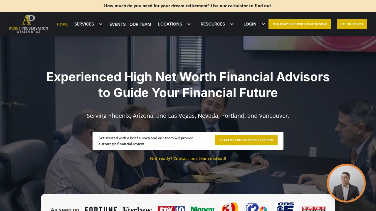 Asset Preservation Wealth & Tax, Financial Advisors page