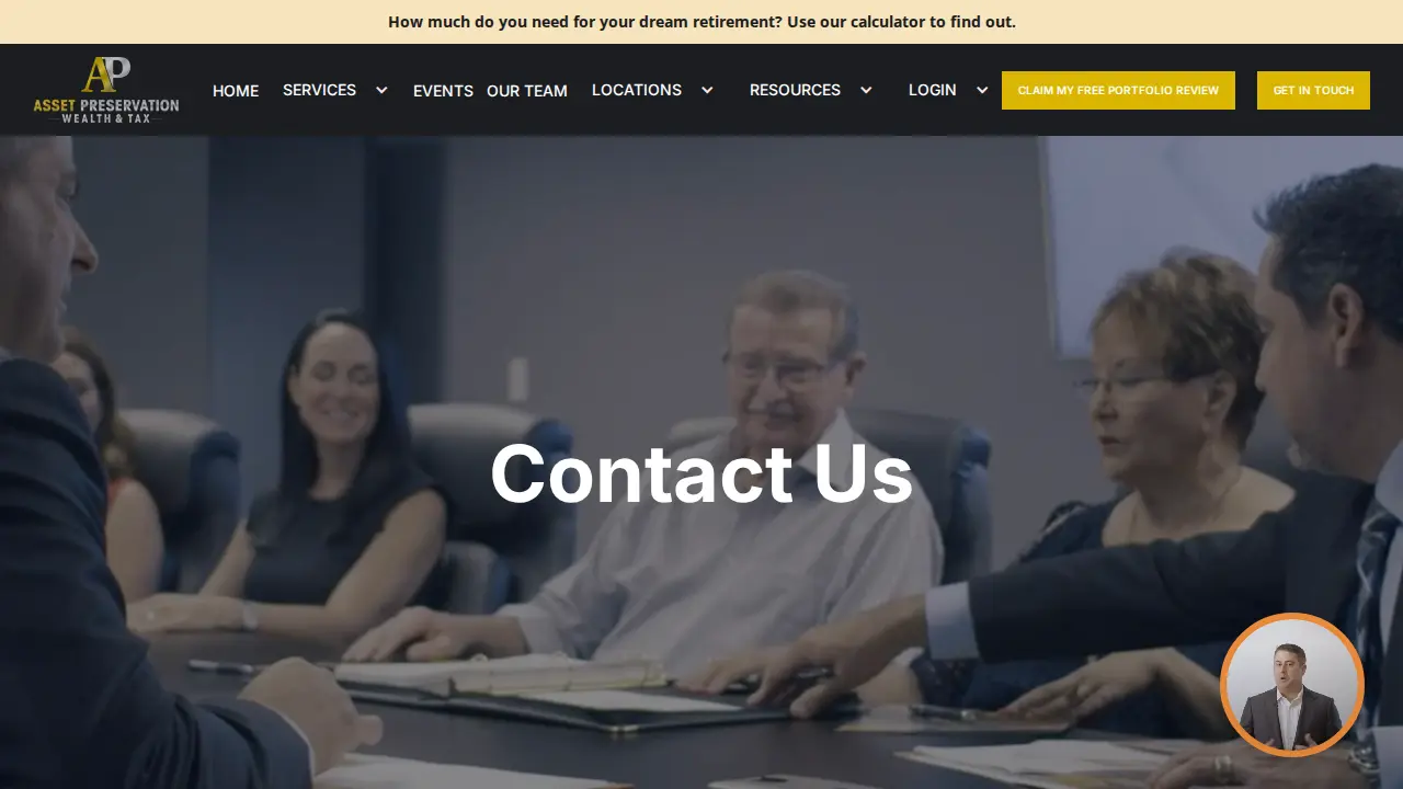 Asset Preservation Wealth & Tax, Financial Advisors page