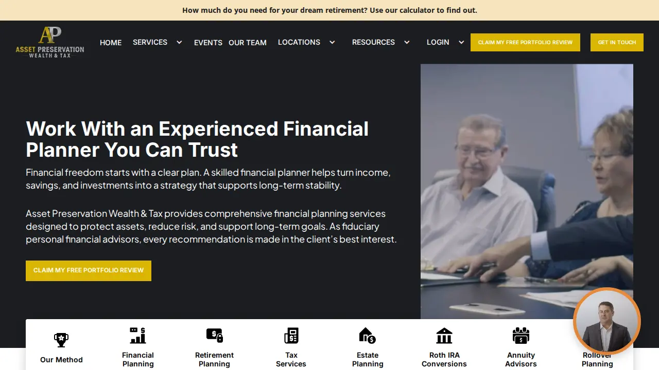 Asset Preservation Wealth & Tax, Financial Advisors page