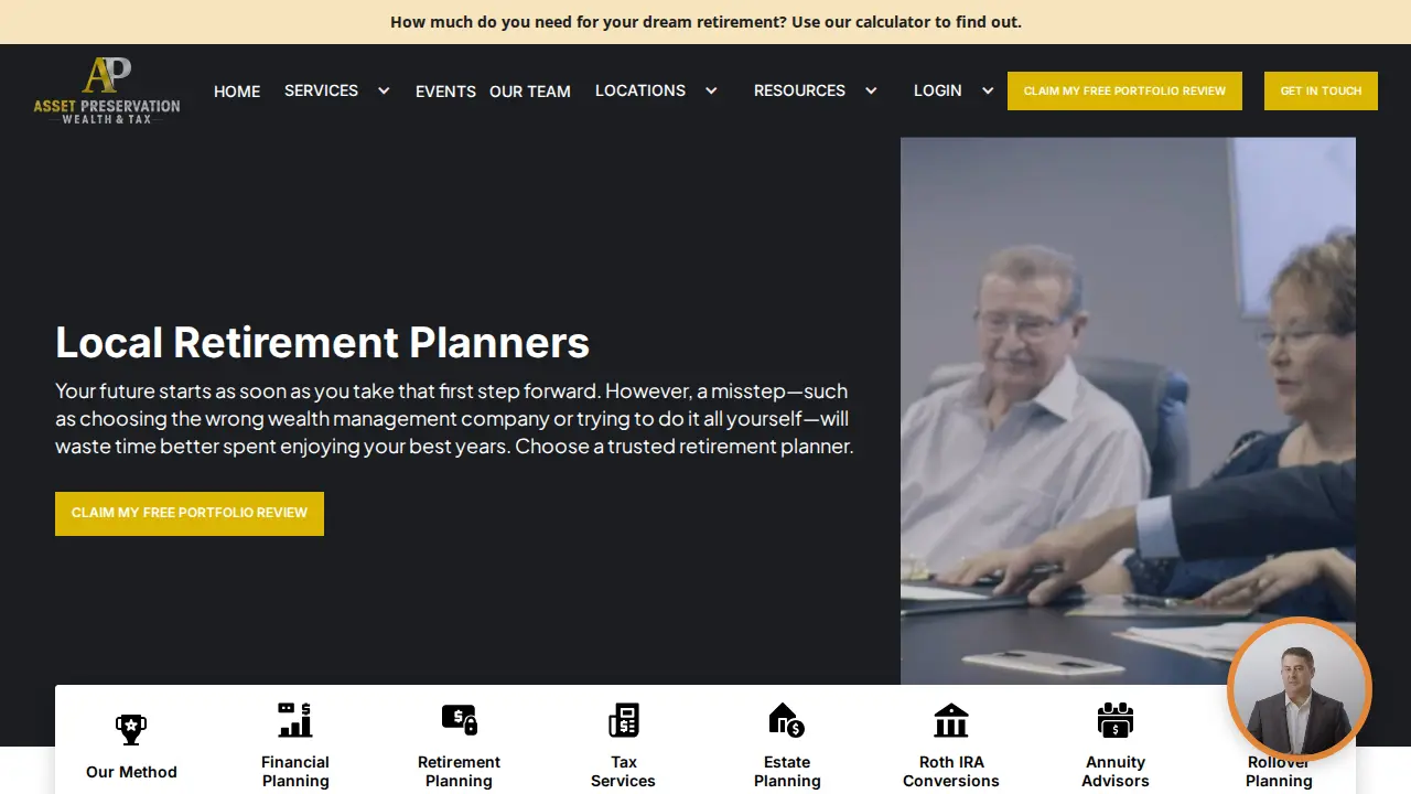 Asset Preservation Wealth & Tax, Financial Advisors page