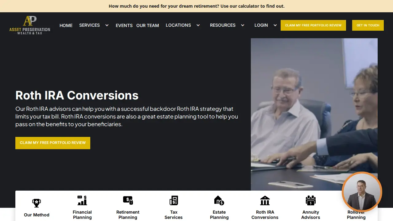 Asset Preservation Wealth & Tax, Financial Advisors page