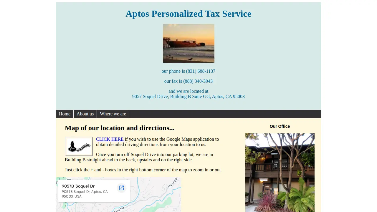 Aptos Personalized Tax Service page
