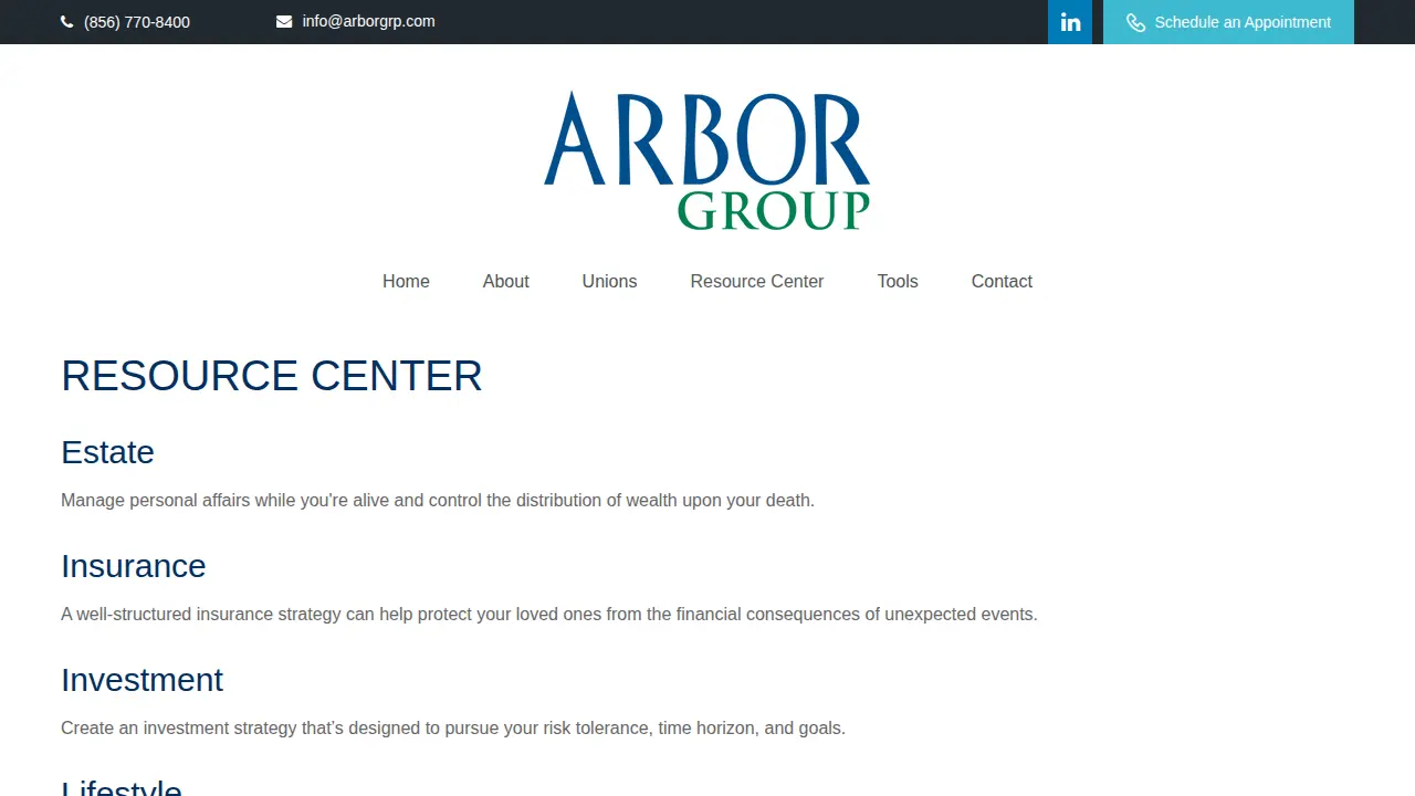 Arbor Group page