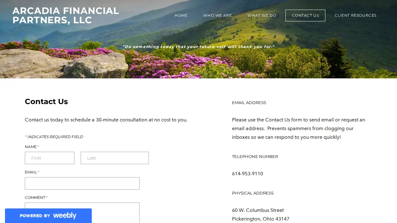 Arcadia financial partners page