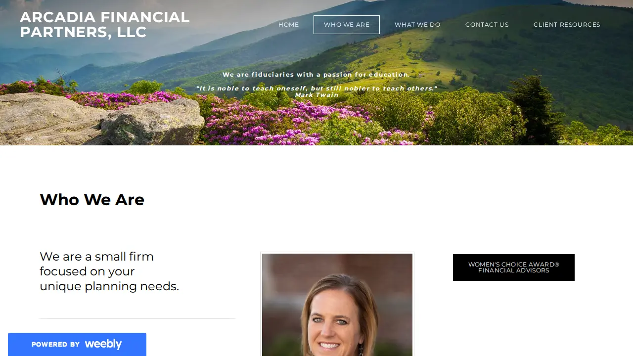 Arcadia financial partners page