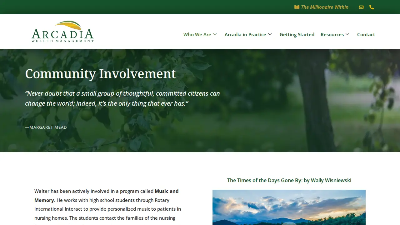 Arcadia Wealth Management page