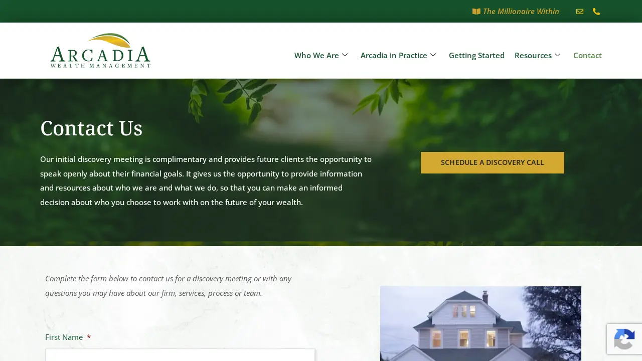 Arcadia Wealth Management page
