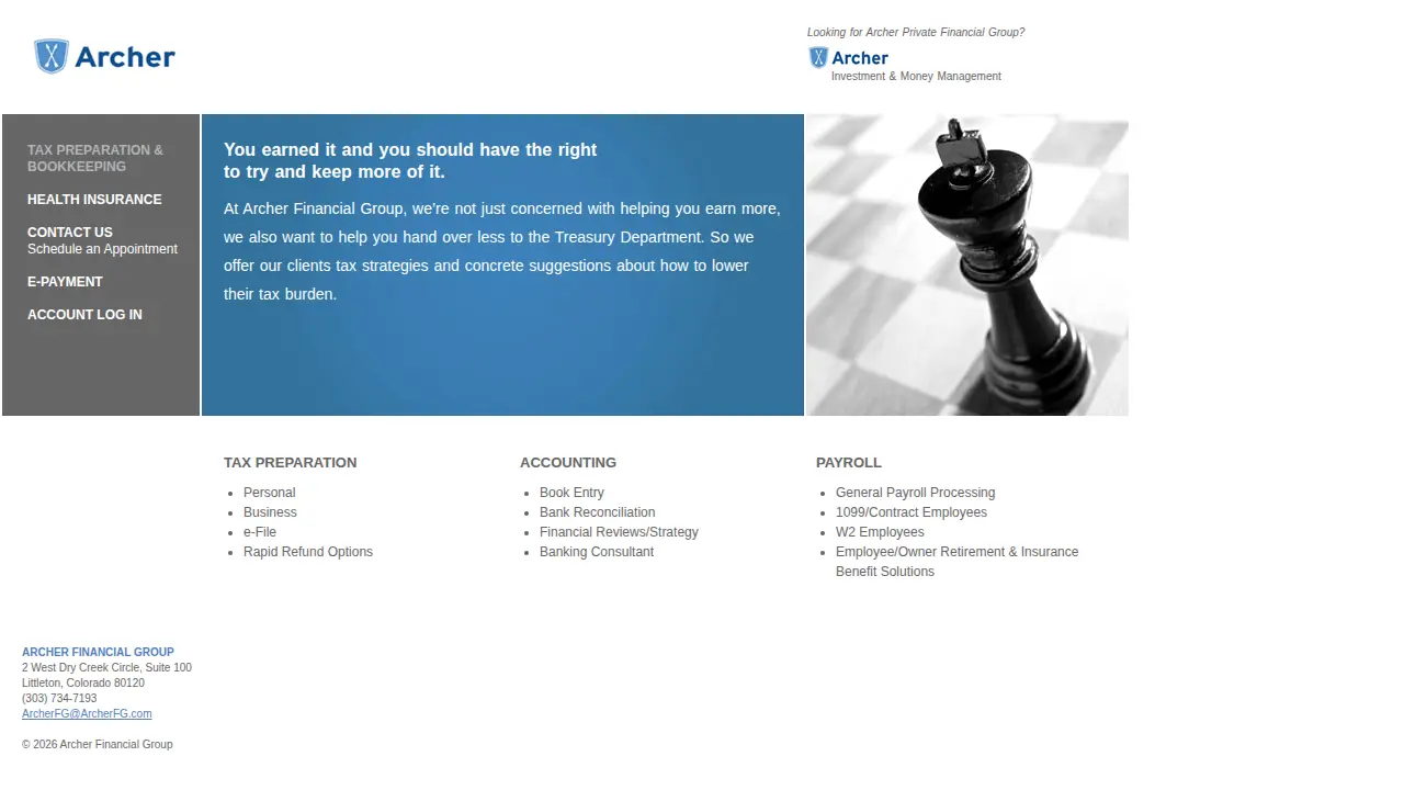 Archer Financial Group LLC page