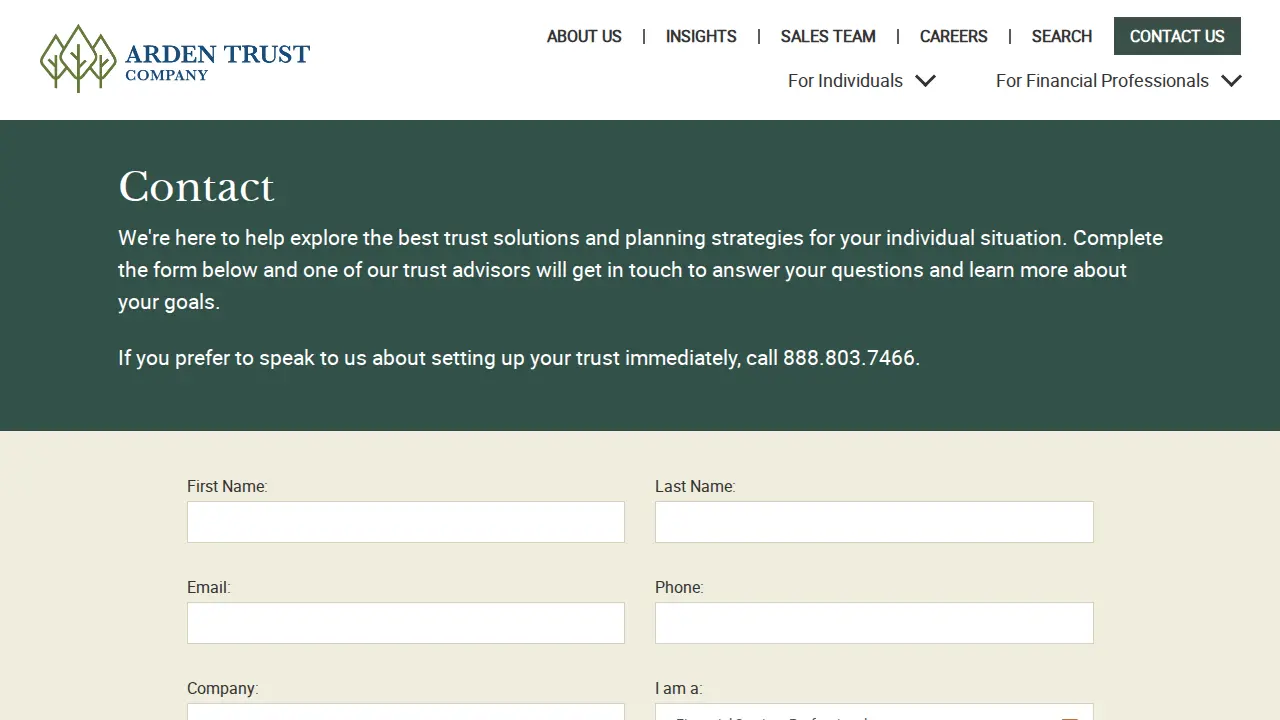 Arden Trust Company page