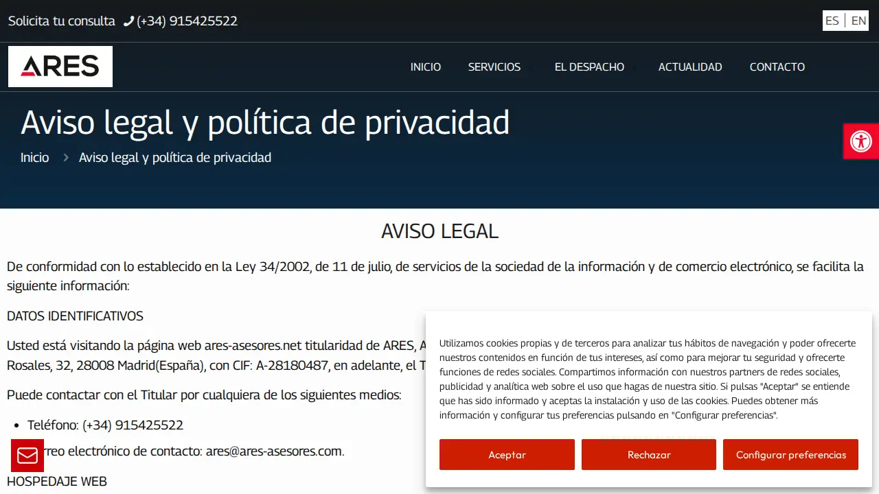 Ares Administración de Empresas y Servicios S.A. page