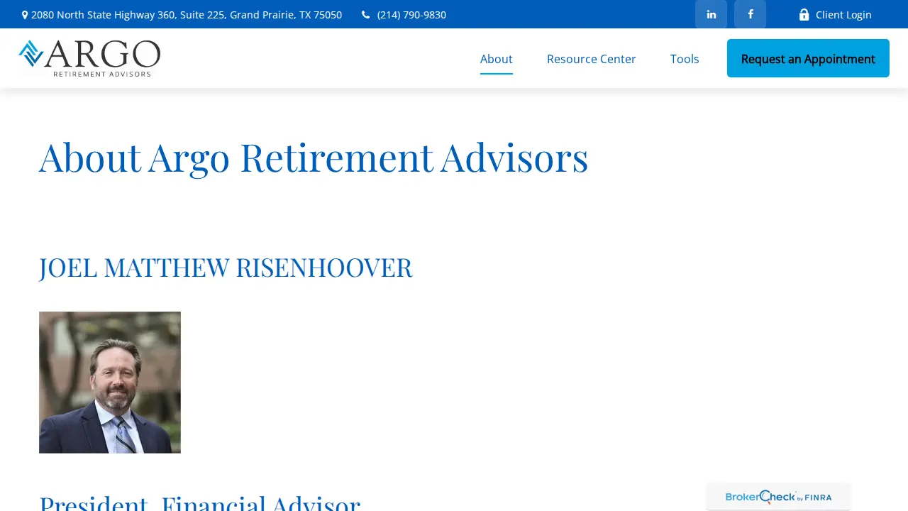 Argo Retirement Advisors page