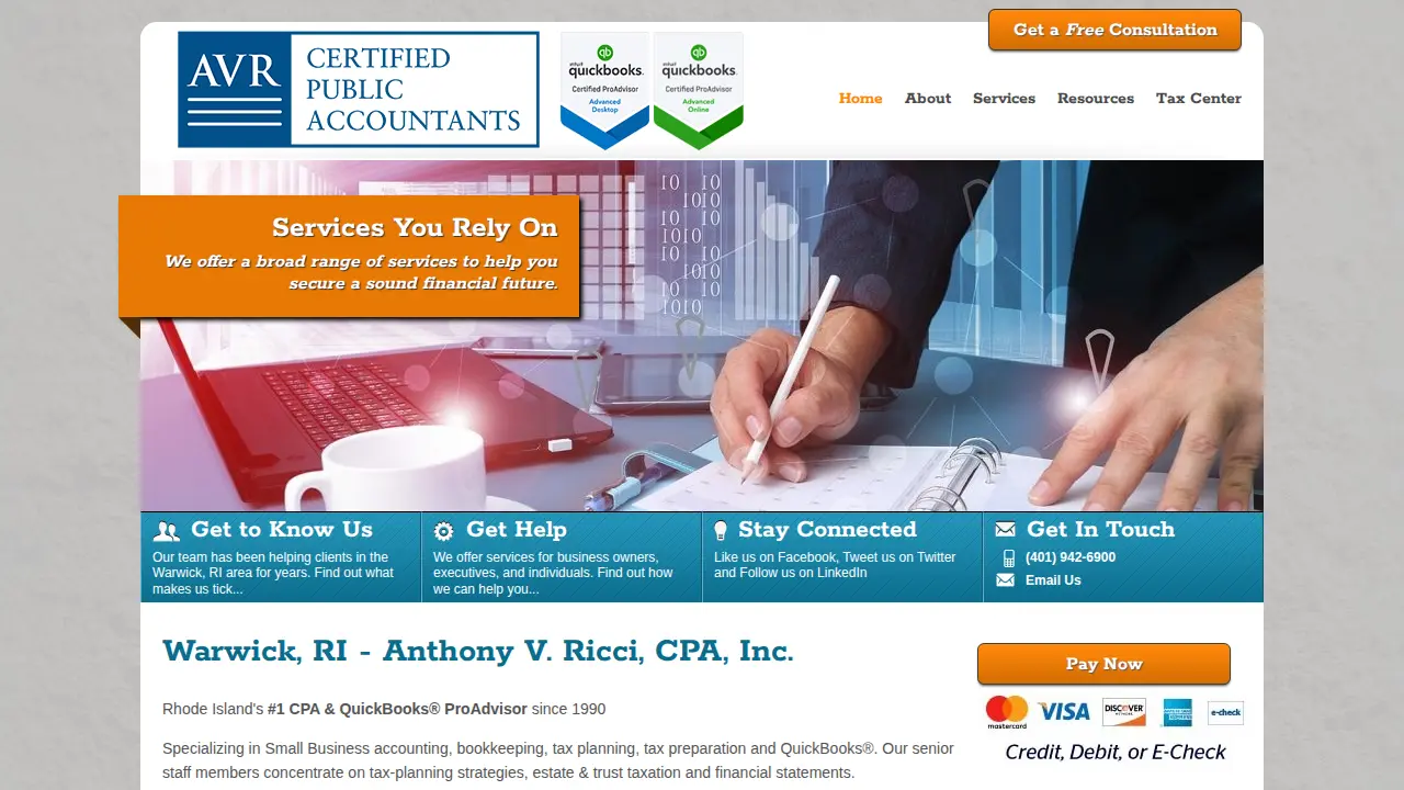 Anthony V Ricci, CPA, Inc. page