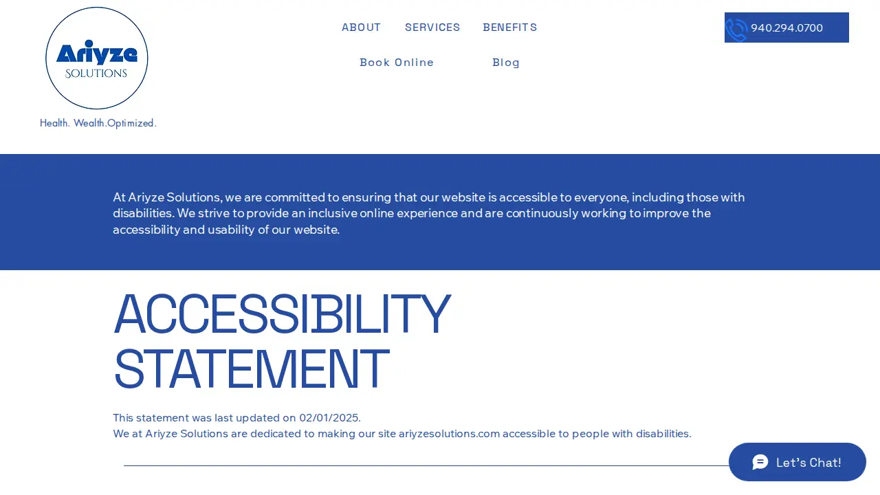 Ariyze Solutions page