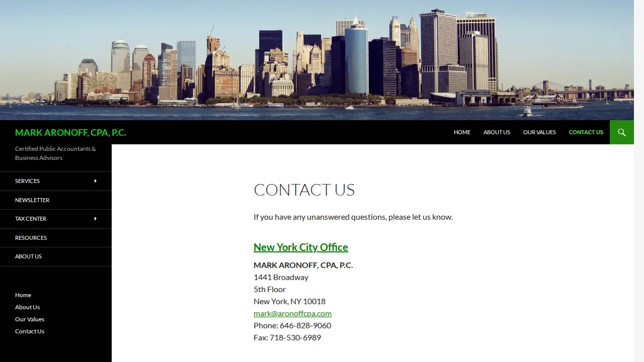 MARK ARONOFF, CPA, P.C. page