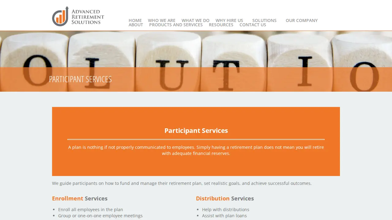 Advanced Retirement Solutions page