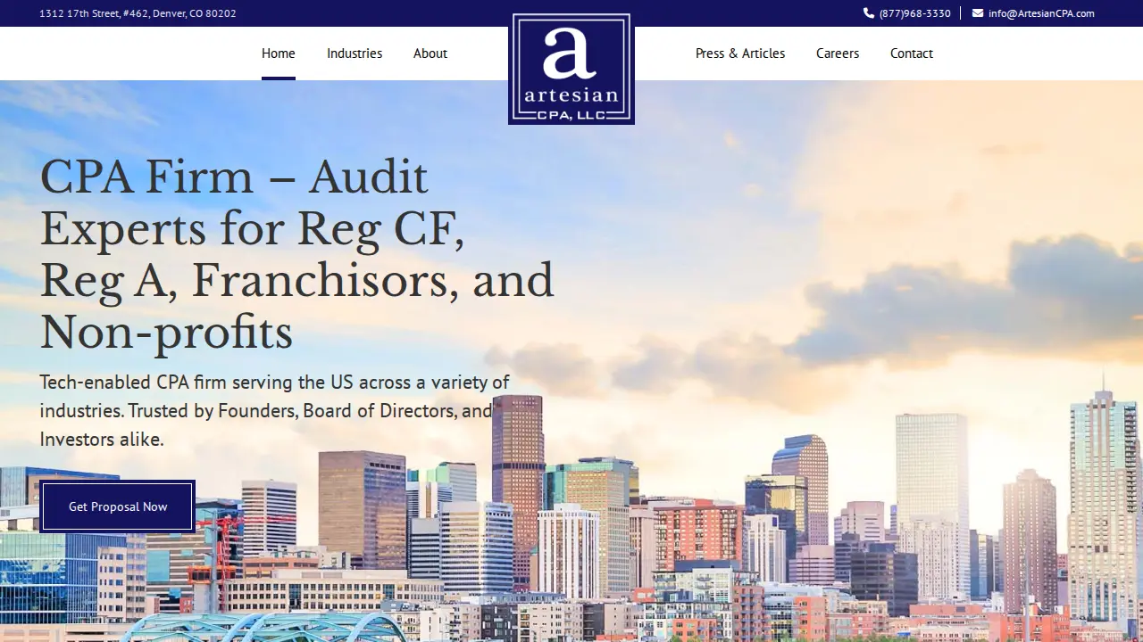 Artesian CPA page