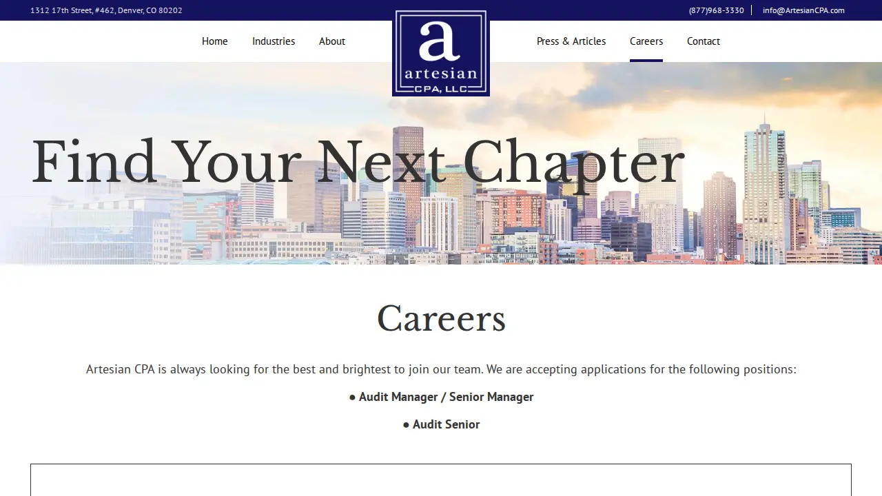 Artesian CPA page