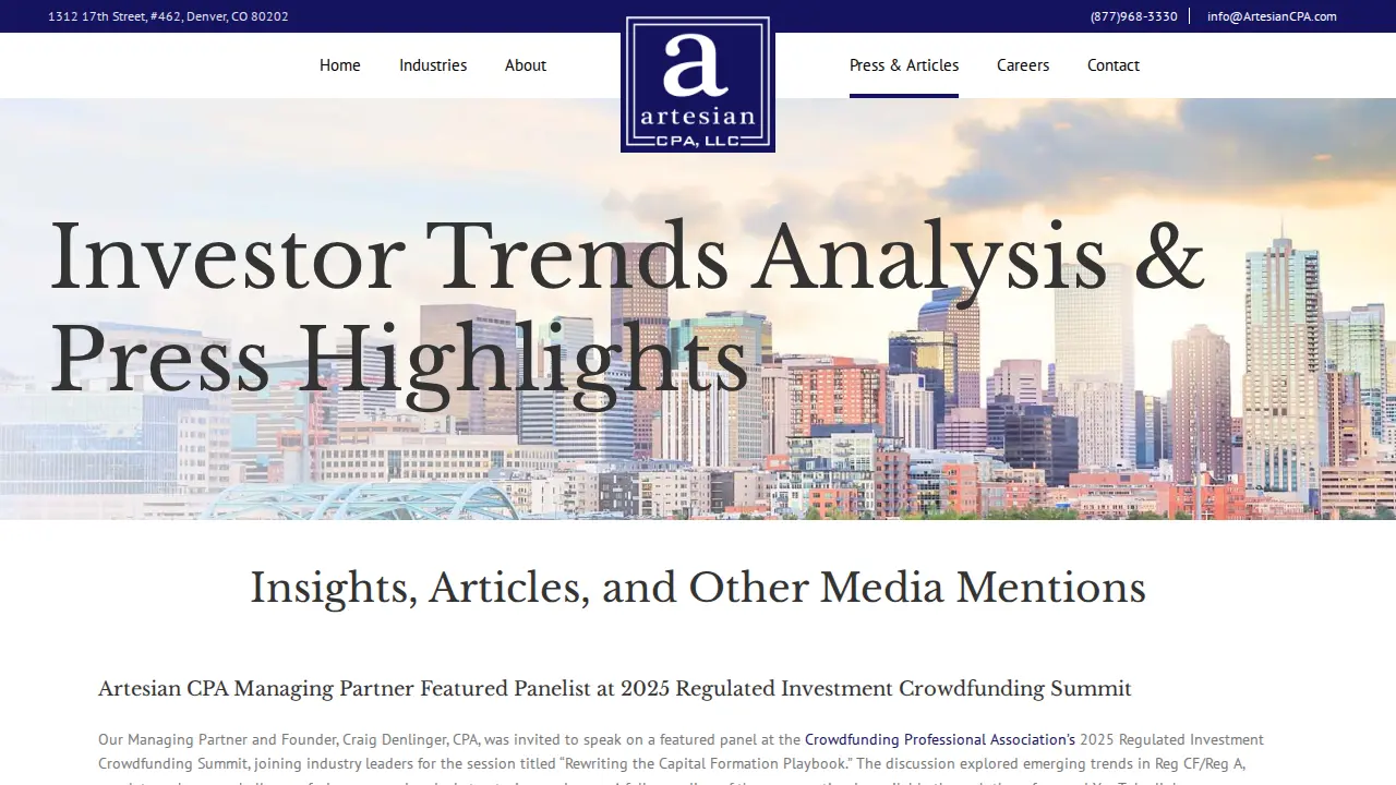 Artesian CPA page