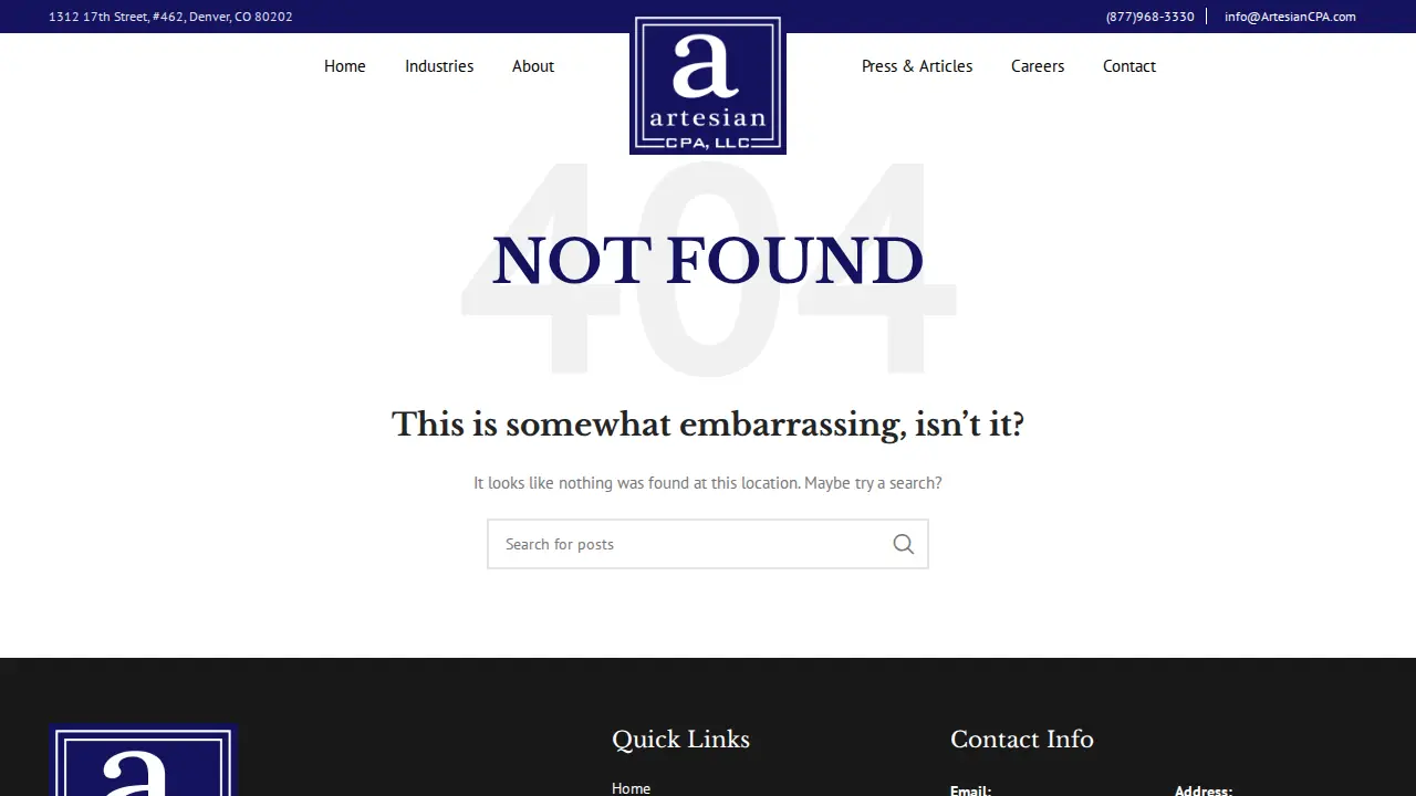 Artesian CPA website
