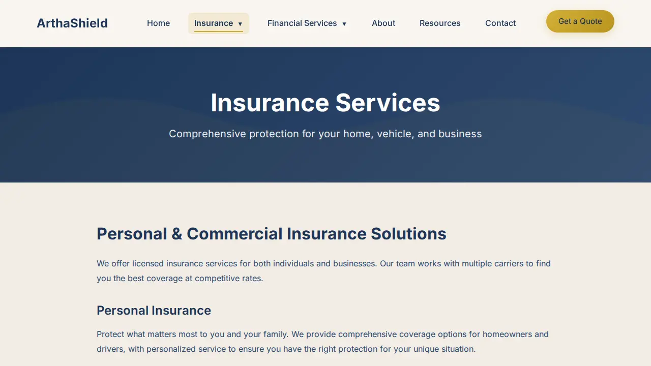 ArthaShield LLC page