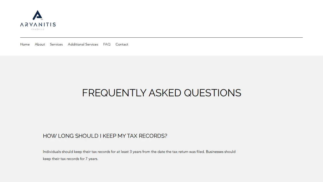 Arvanitis CPA, PLLC page