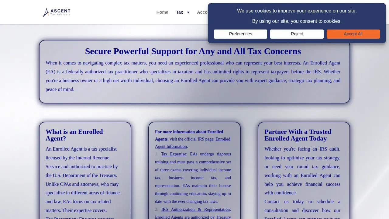 Ascent Tax Advisers page