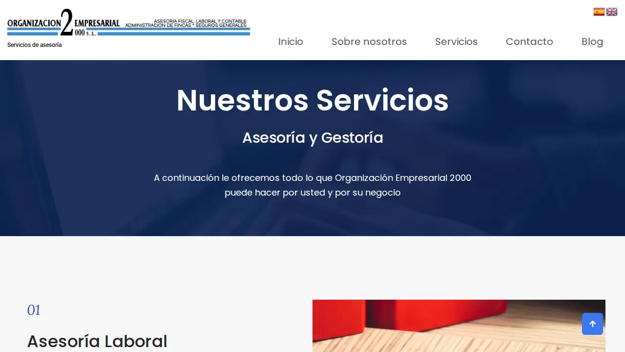 Asesoría de empresas Madrid Organización Empresarial 2000 page