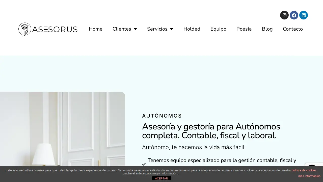ASESORUS, Asesoría empresas y autonomos page