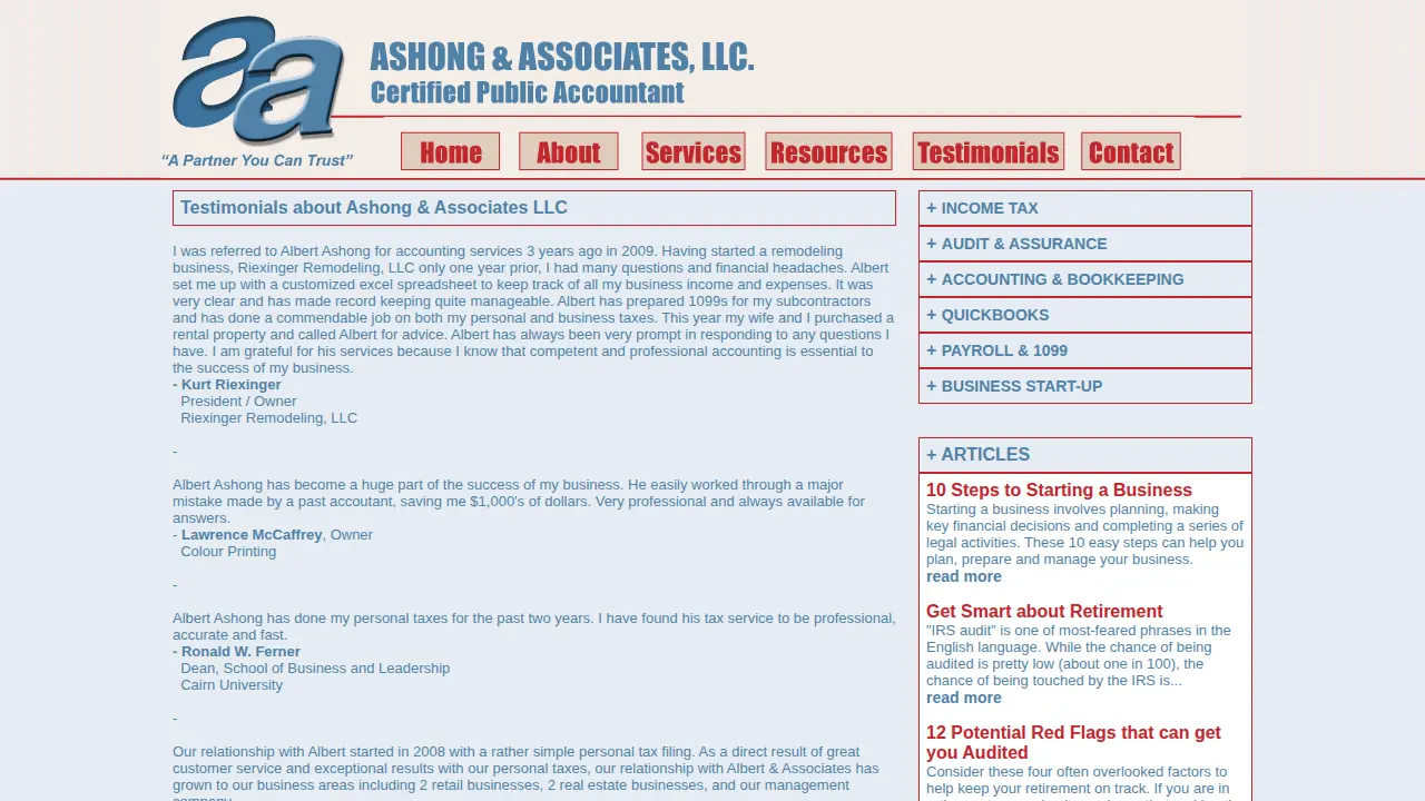 Ashong & Associates, LLC Certified Public Accountant page